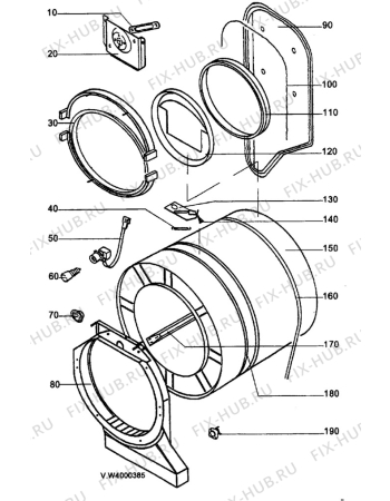 Взрыв-схема стиральной машины Aeg T3300 - Схема узла W40 Drum E